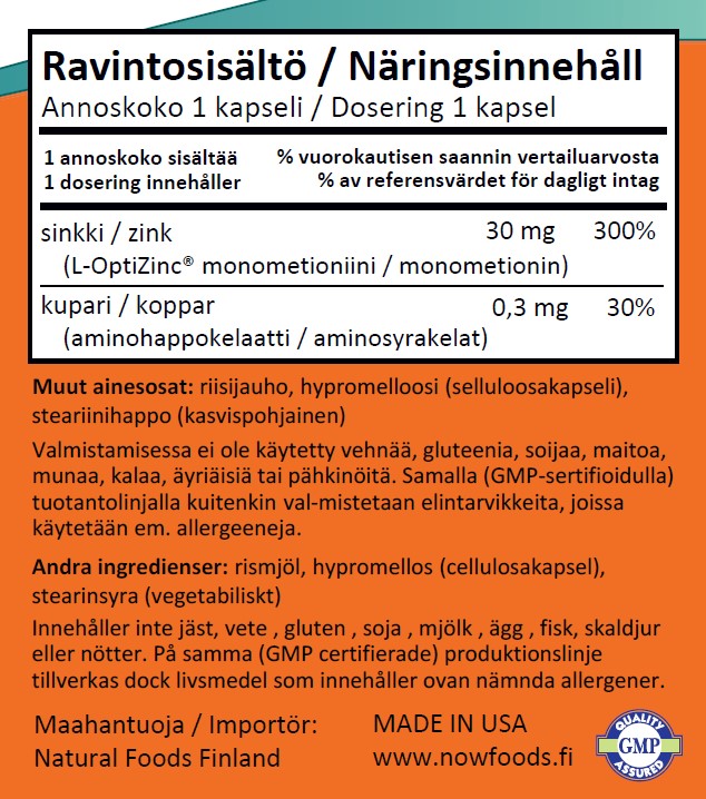 L-Optizinc 30mg (100 kapselia)