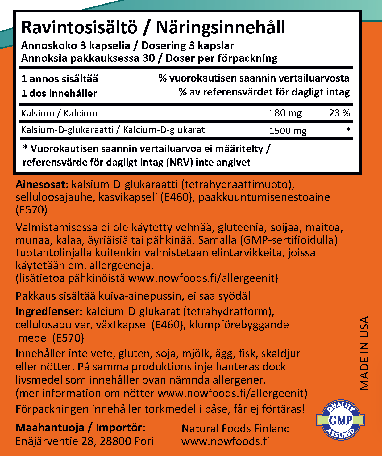 Calcium D-glucarate 500mg (90 kapselia)