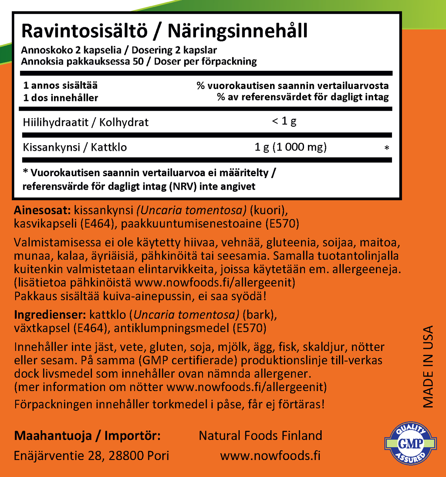 Cat's Claw 500mg (100 kapselia)
