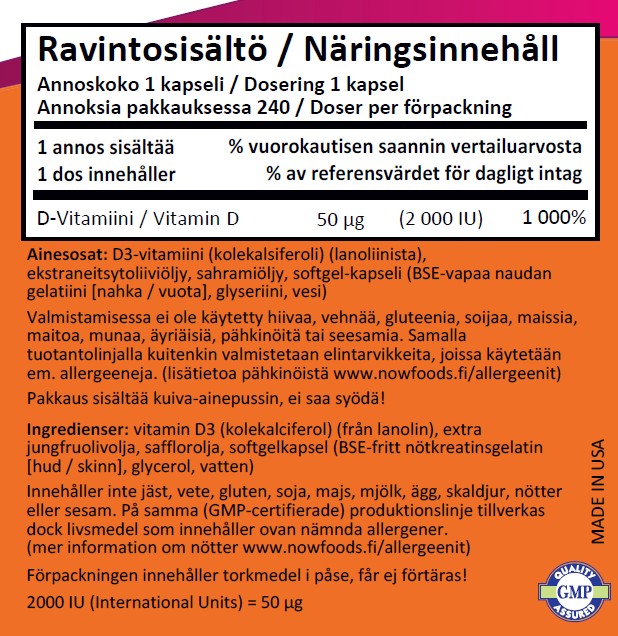 Vit D-3 2000IU (240 kapselia)