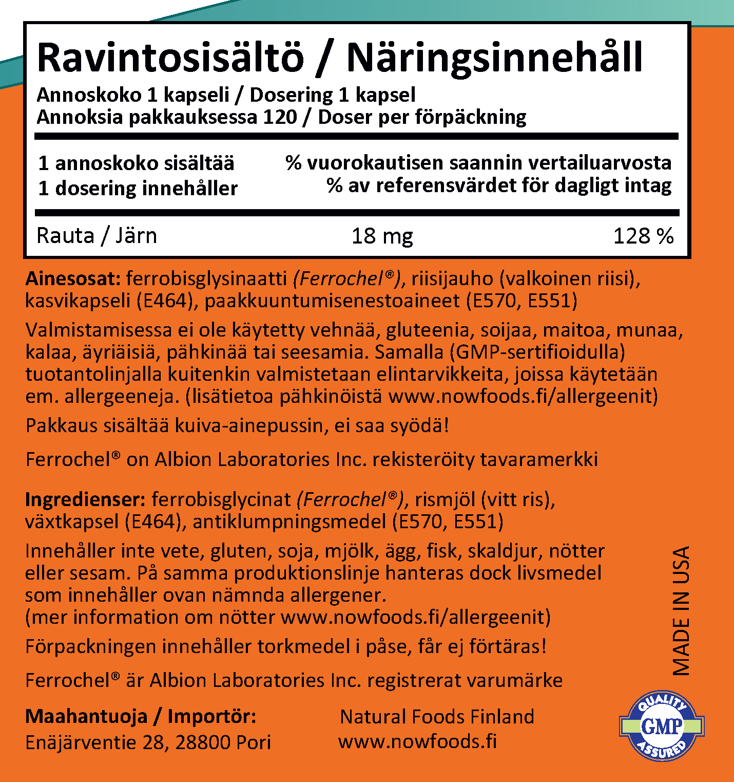 Iron 18mg (120 kapselia)