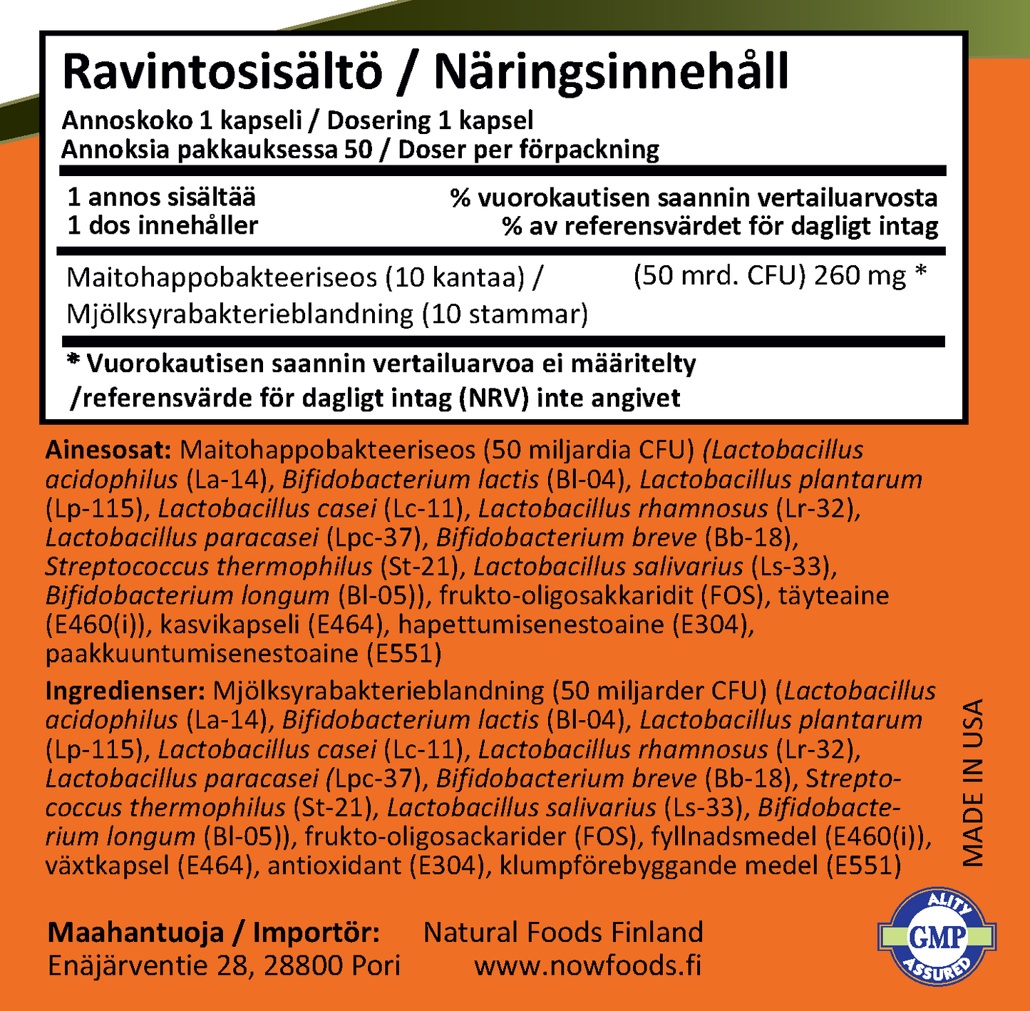 Probiotic-10 50 billion (50 kapselia)