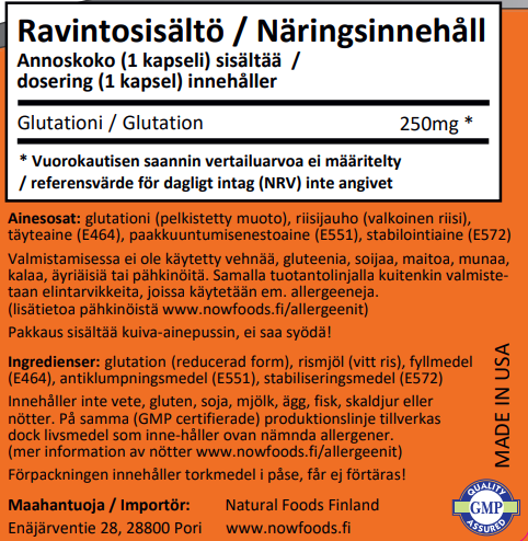 Glutathione 250mg (60 kapselia)