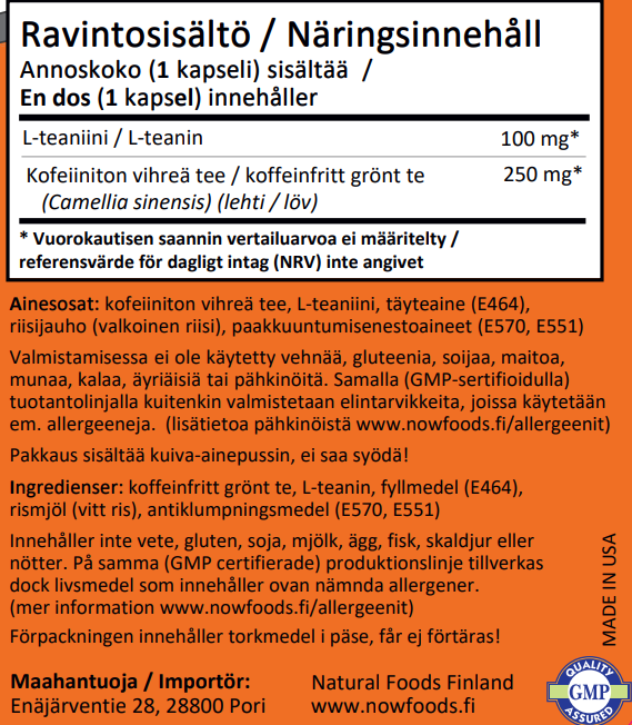 L-Theanine 100mg (90 kapselia)