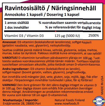 Vit D-3 5000IU (240 kapselia)