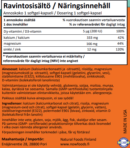 Calcium & Magnesium (120 kapselia)