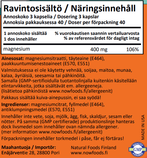 Magnesium Citrate (120 kapselia)