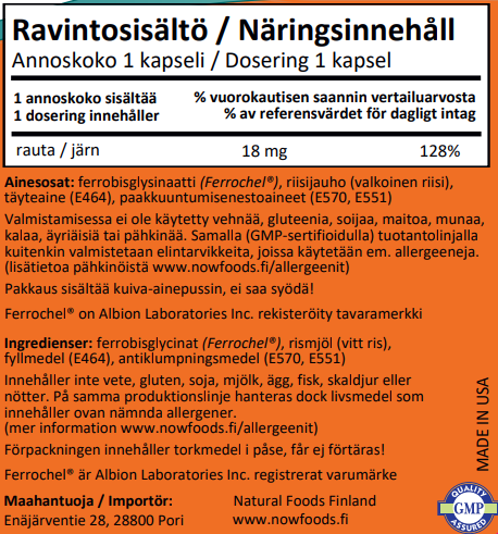 Iron 18mg (120 kapselia)