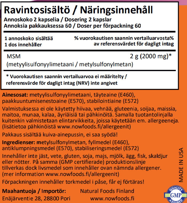 M.S.M 1000mg (120 kapselia)
