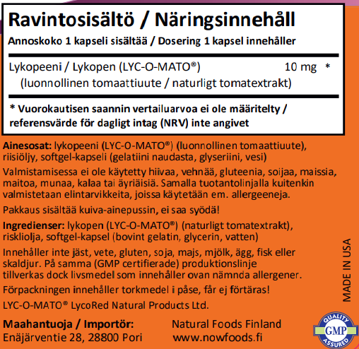 Lycopene 10mg (60 kapselia)