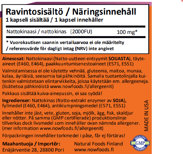 Nattokinase 100mg (60 kapselia)