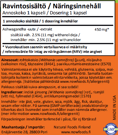 Ashwagandha 450mg (90 kapselia)