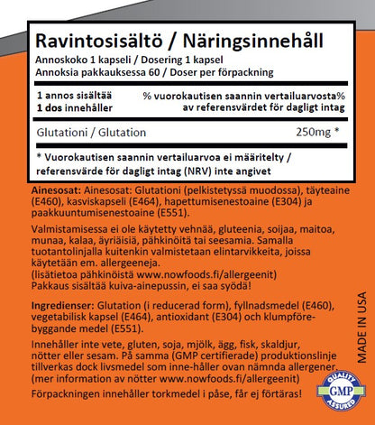 Glutathione 250mg  (60 kapselia)