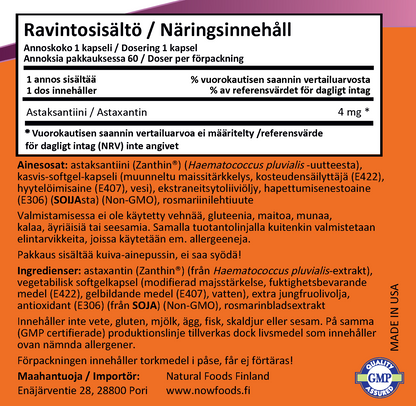 Astaxanthin 4mg (60 kapselia)