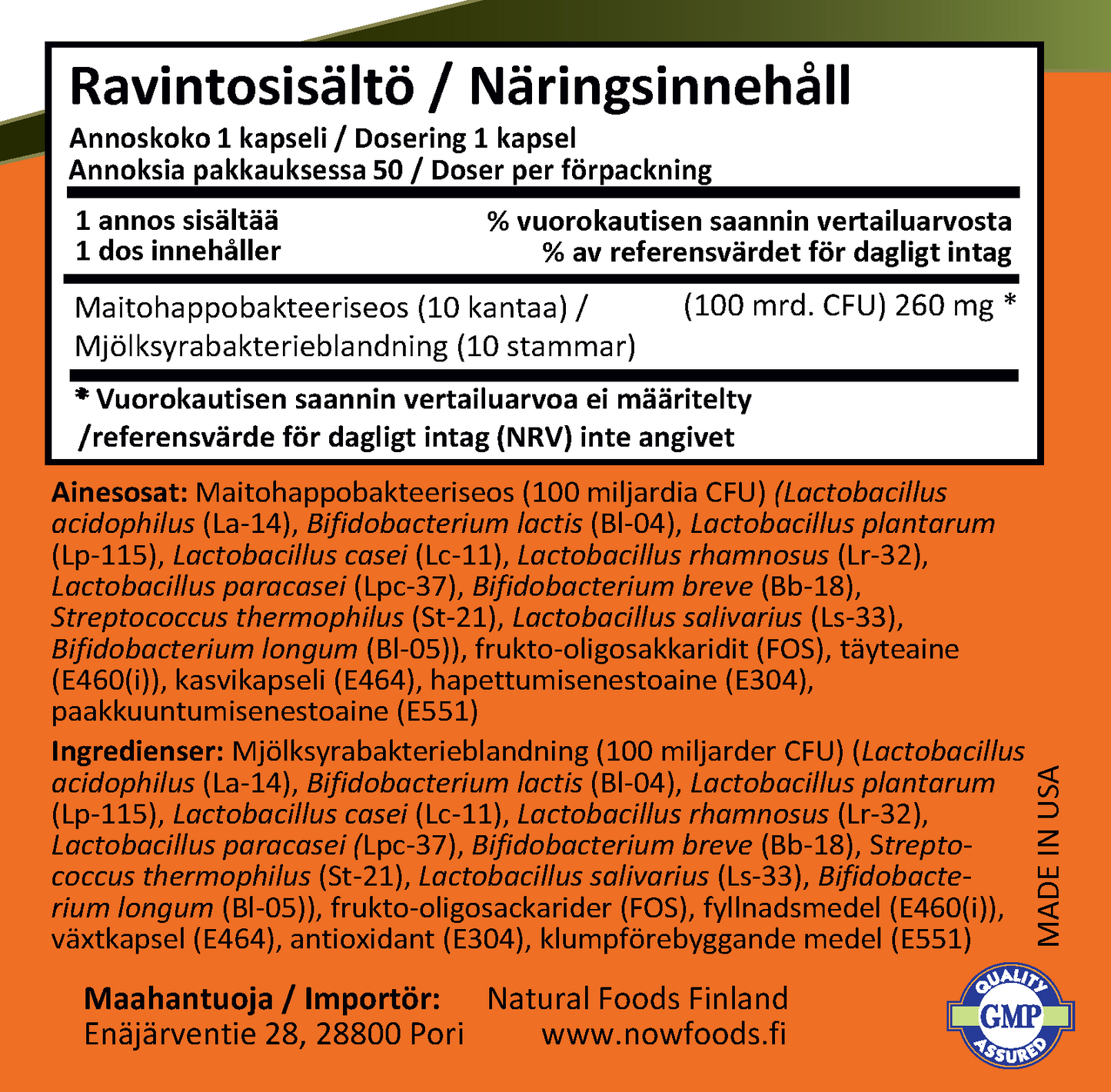 Probiotic-10 100 billion (30 kapselia)
