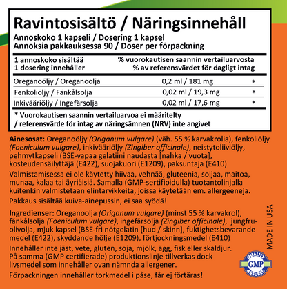 Oregano Oil, Enteric (90 kapselia)
