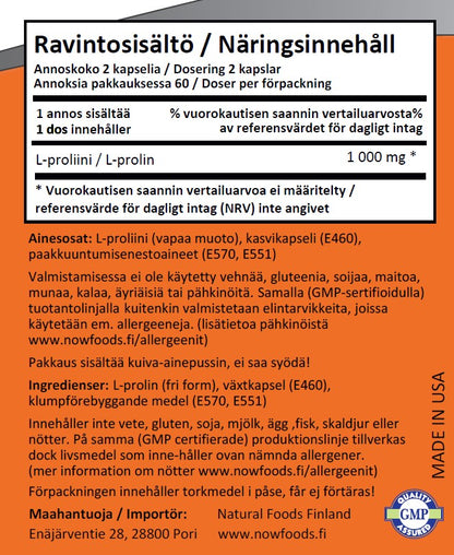 L-Proline 500mg (120 kapselia)