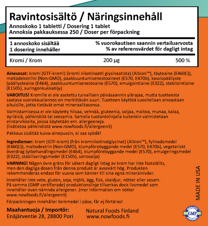 GTF Chromium 200mcg (250 tablettia)