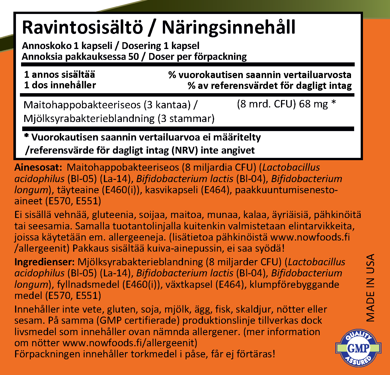 8 Billion Acidophilus & Bifidus (60 kapselia)