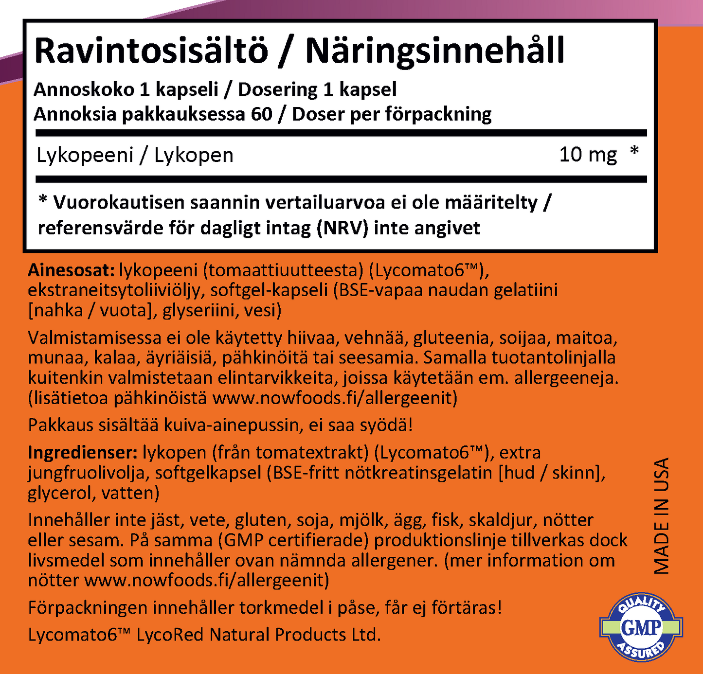 Lycopene 10mg (60 kapselia)