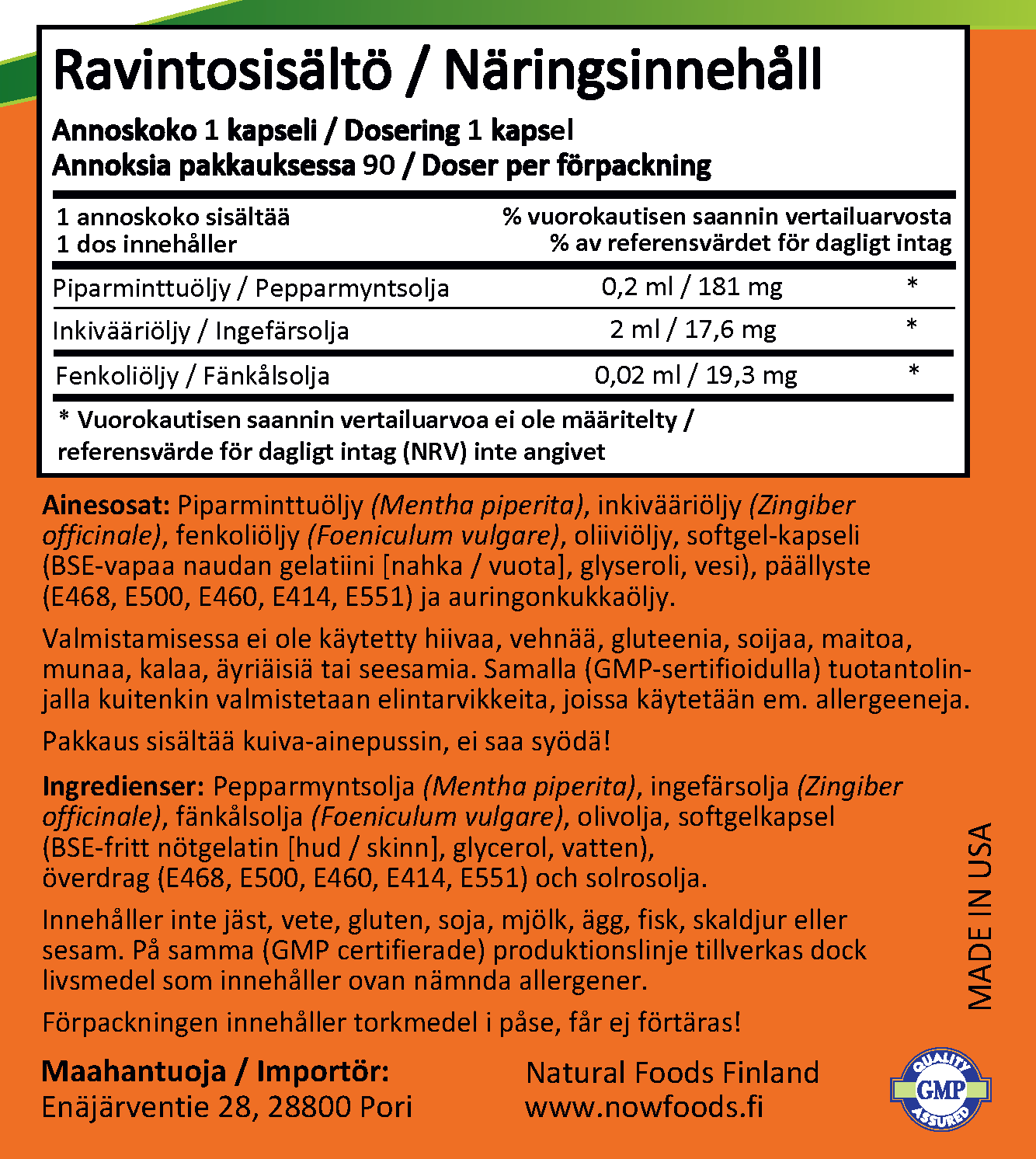 Peppermint Gels (90 kapselia)