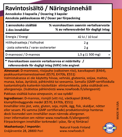 D-Mannose 500mg (120 kapselia)