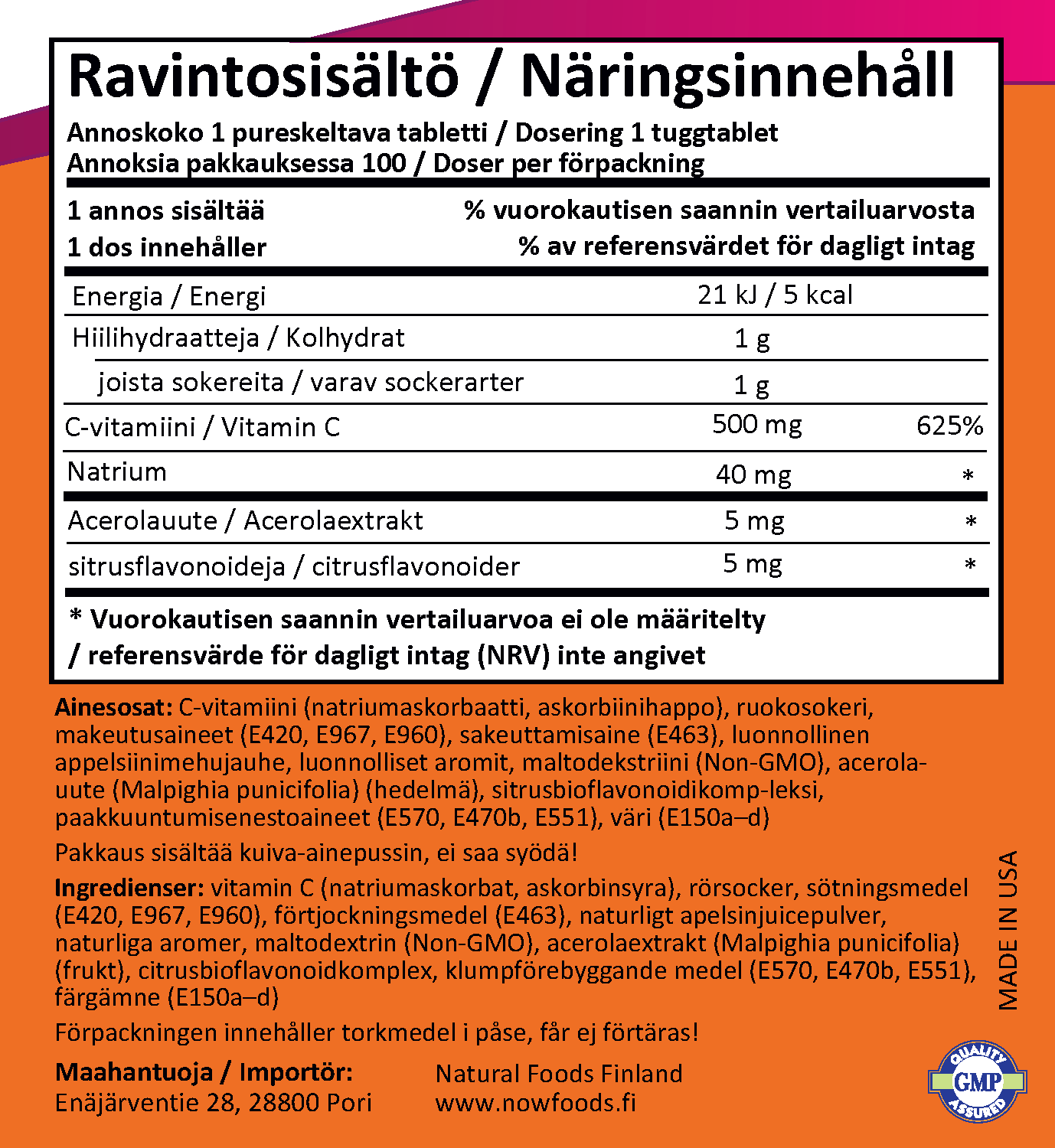 C-500 Chew Orange (100 tablettia)