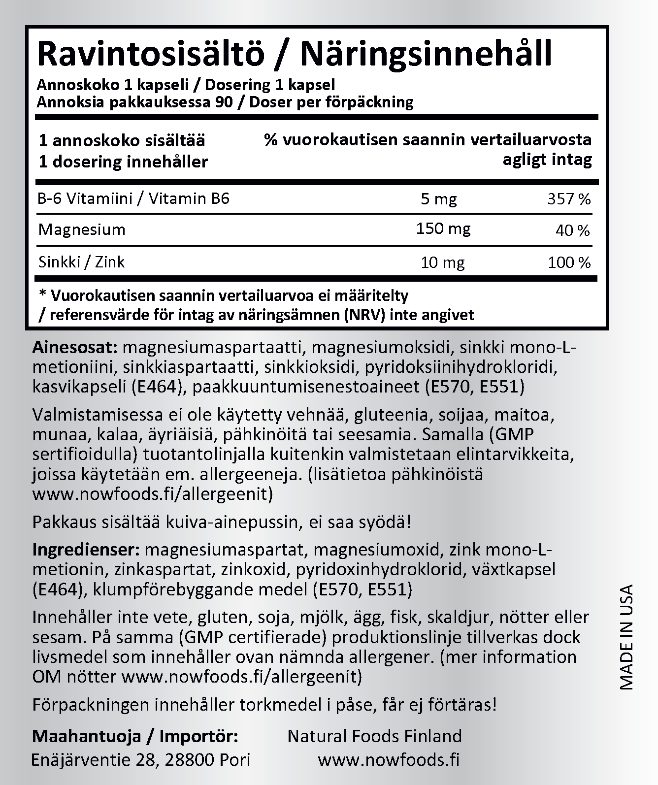 ZMA 800mg (90 kapselia)