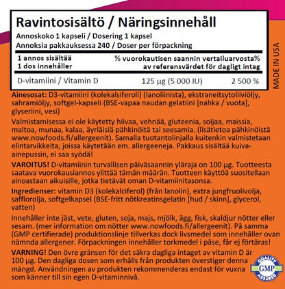 Vit D-3 5000IU (240 kapselia)