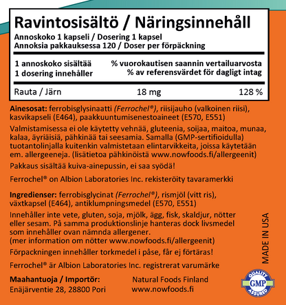 Iron 18mg (120 kapselia)