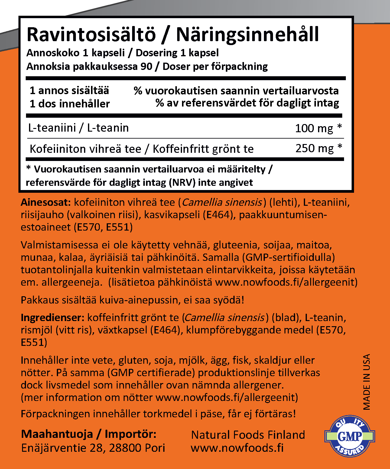 L-Theanine 100mg (90 kapselia)