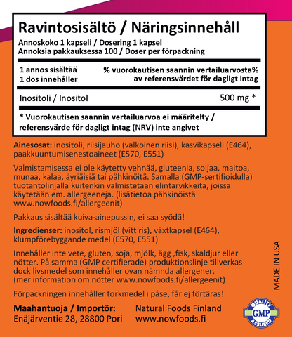 Inositol 500mg (100 kapselia)