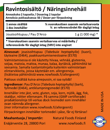 Pau D'Arco 500mg (100 kapselia)
