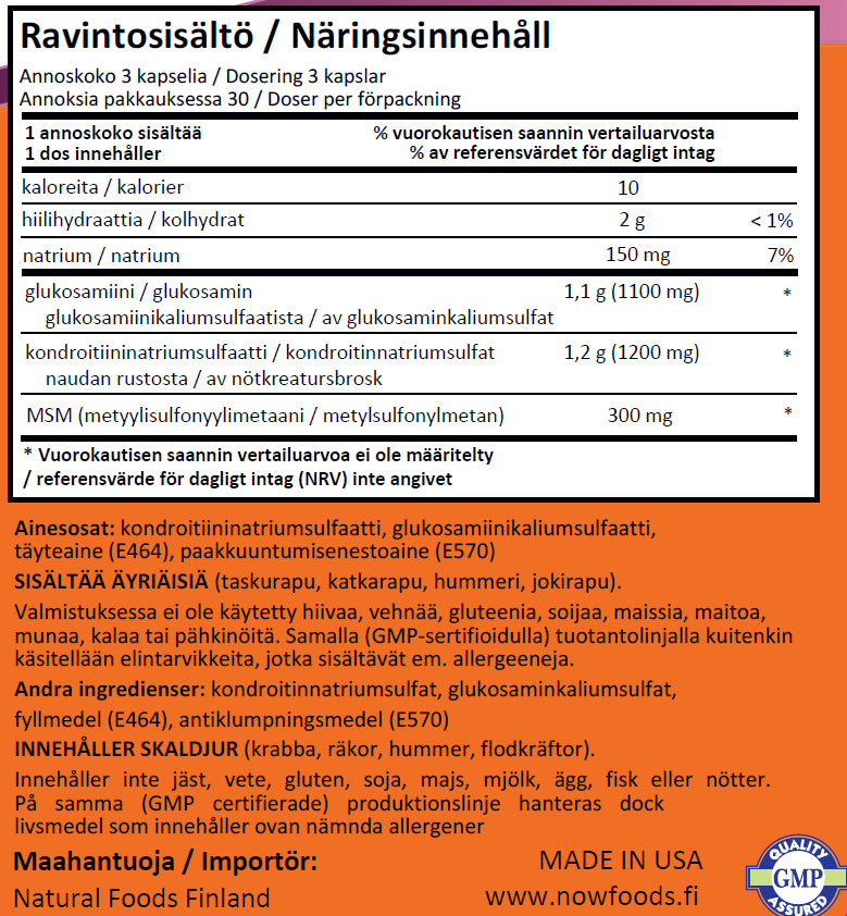 Glucosamine Chondroitin & MSM (90 kapselia)