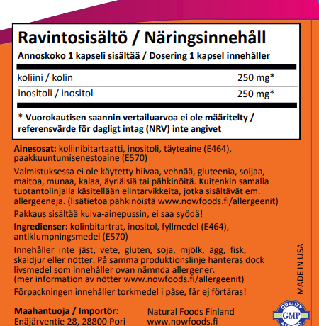 Choline & Inositol 500mg (100 kapselia)